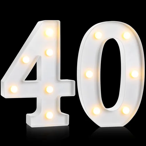 Miniatura 14 de Treela Números decorativos de cumpleaños de 8.7 pulgadas, letrero de número de marquesina con purpurina para decoración de fiesta de cumpleaños, Oro
