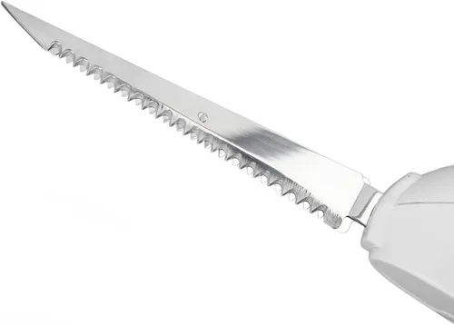 Miniatura 8 de Cuchillo eléctrico para carne, sin cable, funciona con pilas, cuchillo para tallar pavos de acero inoxidable, cuchillo de filete eléctrico