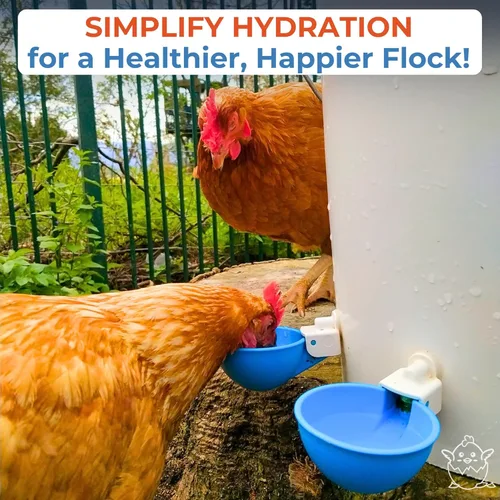 Miniatura 3 de Lil Clucker - Vasos de agua automáticos grandes azules adecuados para patos, gansos, pavos y conejos, kit de alimentador de agua, bebedero para aves