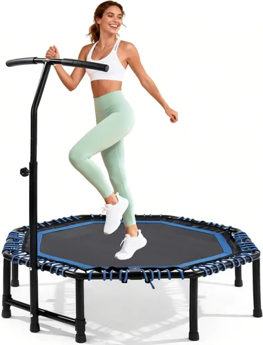 Miniatura 15 de Trampolín plegable portátil Fitnes en el hogar, mini rebote para niños, adultos, carga máxima de 40 pulgadas, 330 libras Negro (Black with handle)