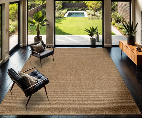 Miniatura 13 de CAMILSON Easy Alfombra de yute, 2 x 3 pulgadas, interiores y exteriores, fibra gris oscuro, para sala de estar, patio y cocina, diseño tejido