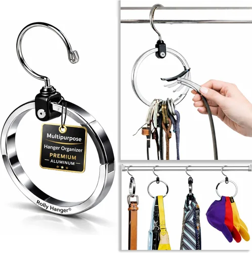 Miniatura 19 de ROLLY HANGER Perchas multiusos para armario, colgador de corbata y cinturón para armario, gran organizador de cinturón que ahorra espacio