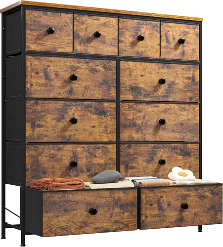 Miniatura 13 de Romorgniz - Cómoda para dormitorio con organizador de cajones de almacenamiento, cómodas y baúles de tela, marco de metal resistente, parte superior