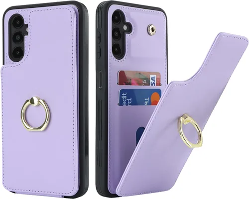 Miniatura 59 de Lipvina Funda para Samsung Galaxy A03s con tarjetero, Galaxy A03s Funda tipo cartera para mujer, tarjetero de crédito, soporte de anillo, fundas