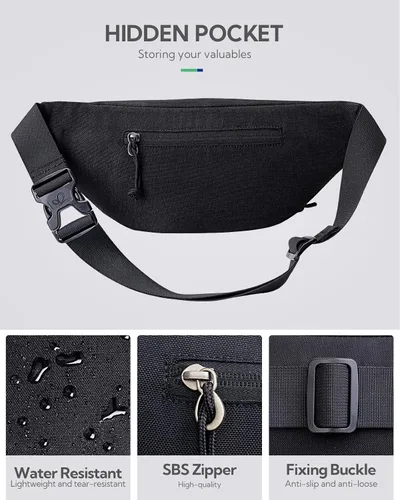 Miniatura 5 de WATERFLY Cangurera cruzada grande bolsa de cintura delgada, bolsa deportiva para mujer y hombre, mochila de viaje a la moda, para correr, caminar