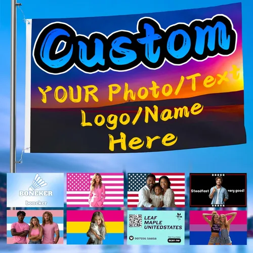 Banderas personalizadas de 5 x 8 pies, crea tu propia bandera con logotipo de texto fotográfico, bandera personalizable de doble cara con colores