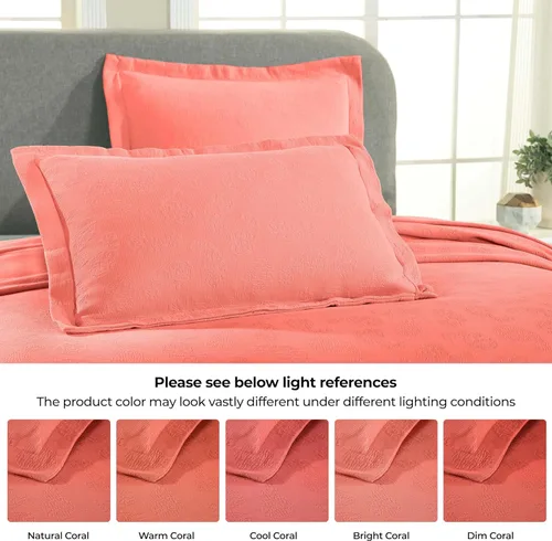 Miniatura 5 de Superior colcha de una plaza de jacquard y matelasse 100 % algodón de alta calidad, turquesa, individual, Coral, gemelo