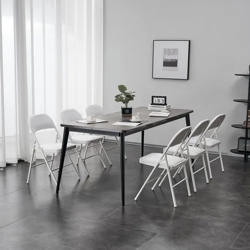 Miniatura 5 de Karl home Paquete de 12 sillas plegables blancas con asientos acolchados para exteriores e interiores, asiento comercial apilable portátil con marco