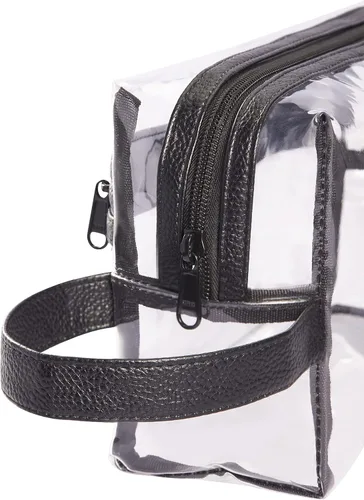 Miniatura 8 de Neceser de aseo transparente, para maquillaje, productos de afeitar, cosméticos, resistente, impermeable, con cierre y asa para viajes, Negro)