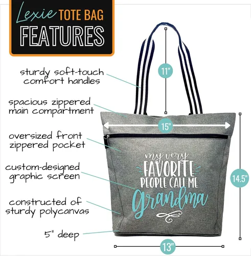 Miniatura 131 de Brooke & Jess Designs Bolso de mano para la abuela – Bolso de lona resistente con cremallera y bolsillo interior para la abuela para uso diario