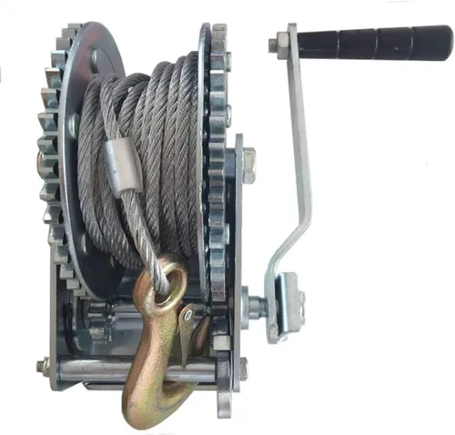 BOSS Buck Cabrestante de acero duradero versátil de 1 vía estilo trinquete chapado en zinc de 1200 libras para alimentador de juegos | Cable y