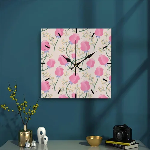 Miniatura 3 de Petal Pink Flower Floral Rose Battery Operated Clock Wall Clocks Battery Operated Clock for Wall Decorative Clocks Garage for Kitchen Bathroom