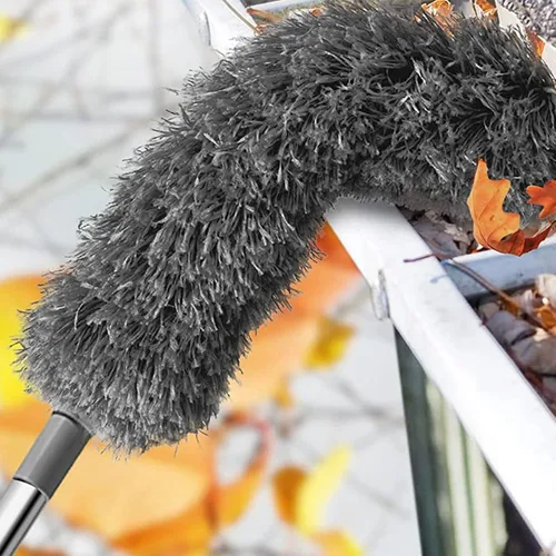 Miniatura 7 de Cepillo de limpieza de canalones con poste de extensión telescópico para limpiar hojas caídas y polvo en el techo de casas familiares azul