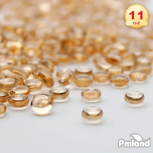 Miniatura 2 de PMLAND Mini canicas planas acrílicas, guijarros, cuentas de más de 3500 unidades de 0.236 in de diámetro para rellenos de jarrones, soporte para Oro