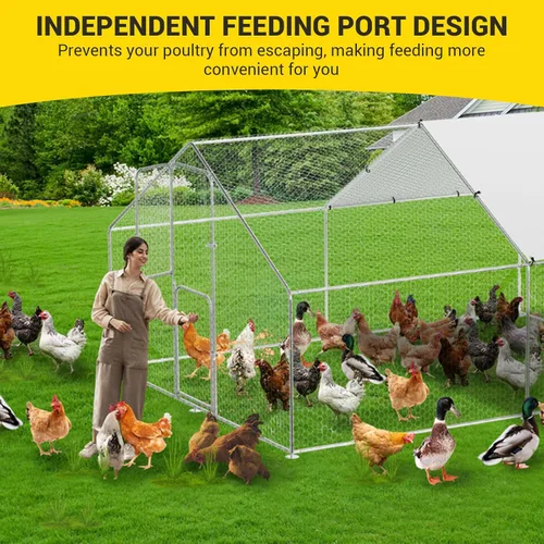Miniatura 7 de GarveeLife Gallinero de metal grande con cubierta impermeable y anti-UV, jaula para aves de corral, corral de pollo al aire libre para uso en granja