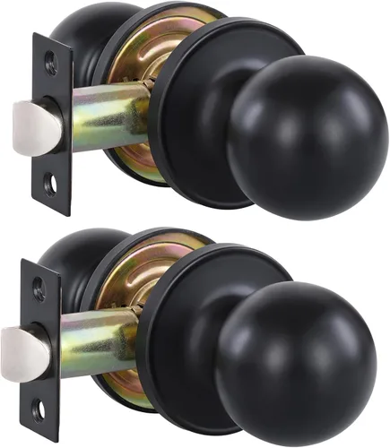 Miniatura 19 de Lanwandeng Paquete de 3 pomos de puerta de privacidad color negro mate con cerradura para dormitorio/baño, cerraduras de puerta interior sin llave