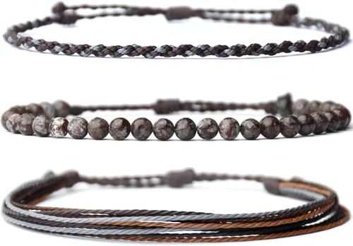 Miniatura 26 de Pulsera curativa hecha a mano con cuentas de piedra natural, regalo para hombres, pulsera de cuerda ajustable