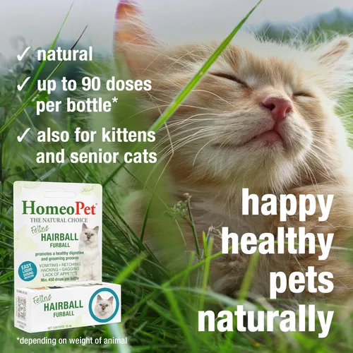 Miniatura 4 de HomeoPet Feline Hairball Furball Suplemento seguro y natural para gatos, alivio de bolas de pelo de gato, 0.5 fl oz