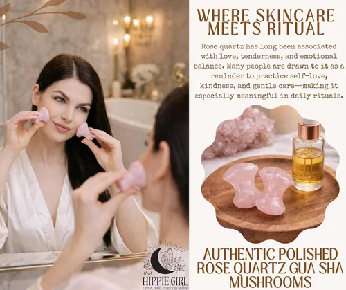 Miniatura 2 de Este juego de hongos Gua Sha para niña hippie, herramienta de masaje para tonificación facial de cuarzo rosa y esculpir yoga, herramientas
