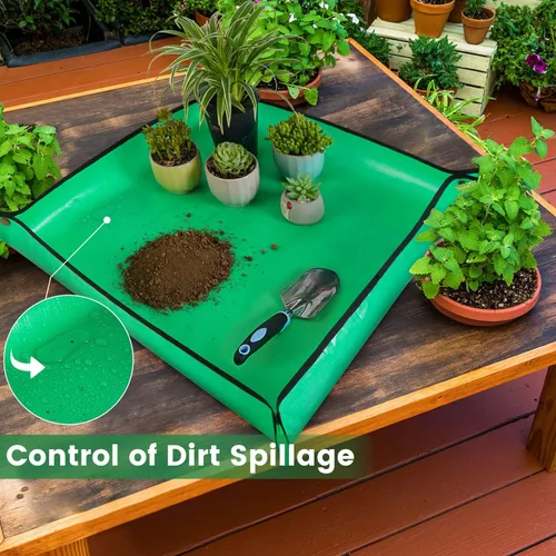 Miniatura 4 de HNXTYAOB 2 PCS Alfombrilla de Trasplante de 27" x 27" para Plantas de Interior y Control de Desorden, Bandeja para Macetas Engrosada e Impermeable