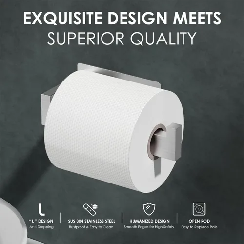 Miniatura 3 de Auxmir - Soporte de papel higiénico autoadhesivo, soporte de rollo de papel de acero inoxidable SUS304 de alta calidad y resistente al óxido, sin