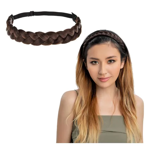 Miniatura 7 de Diadema trenzada para mujer, 3 hebras, sintéticas, trenzadas, diademas elásticas para el cabello, accesorios para el cabello a la moda