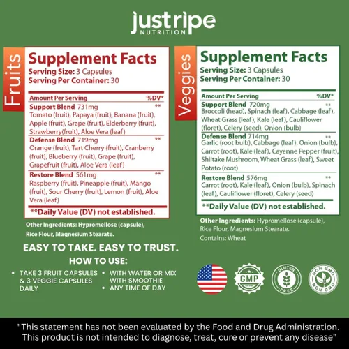 Miniatura 2 de Suplemento de frutas y verduras – 90 cápsulas de frutas y 90 verduras – Superalimento 100% natural entero – Lleno de vitaminas y minerales súper