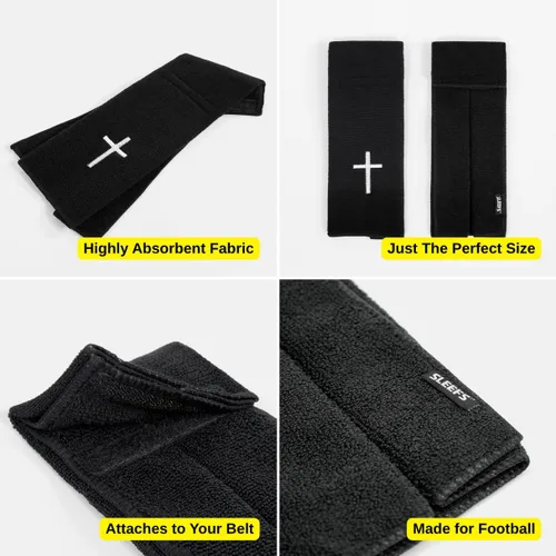 Miniatura 4 de SLEEFS Toalla de Fútbol Americano - Toalla de Algodón para Quarterback QB para el Campo de Fútbol Americano - Cierre Bi-Fold de Gancho y Velcro