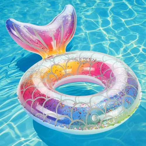 Miniatura 9 de MoKo Anillo de natación inflable, lindo flotador de piscina, decoración de tubo, tubos de natación, piscina al aire libre, playa, flotadores de Azul
