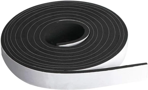 Rollo de tira de espuma de neopreno de 1" de ancho x 10' de largo x 1/8" de espesor de Dualplex, sello de clima de alta densidad con respaldo