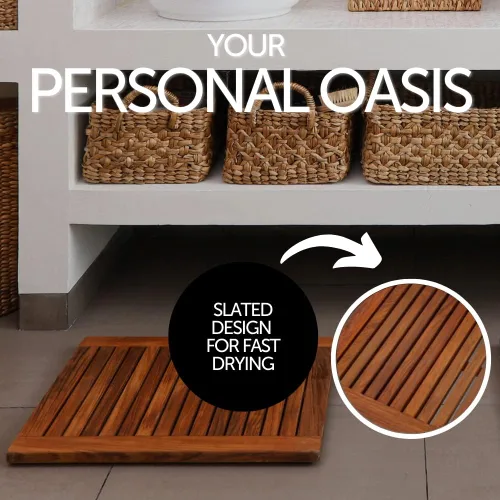 Miniatura 4 de Nordic Style - Tapete de ducha y baño de teca prémium para uso en interiores y exteriores, plataforma de madera antideslizante para spa, sauna