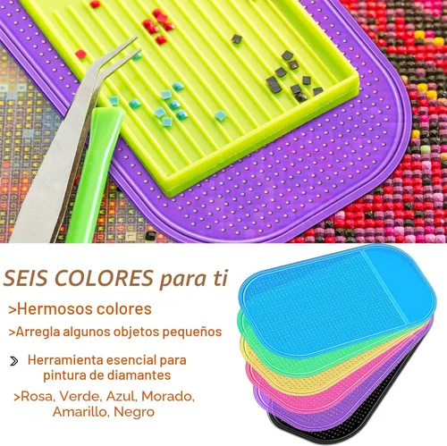 Miniatura 5 de Blulu 6 piezas de accesorios de pintura de arte de diamantes, herramientas antideslizantes, alfombrilla adhesiva, bandejas de pintura de diamante