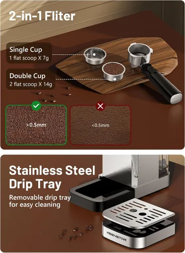 Miniatura 7 de Máquina de espresso KEENSTAR de 20 bares con preparación rápida de café frío, máquina de café caliente y helado, máquina de espresso con espumador