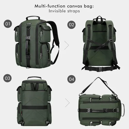 Miniatura 3 de WITZMAN Mochila de viaje para hombre, mochila de mano de gran capacidad, mochila para portátil de 17 pulgadas (6695 verde militar)