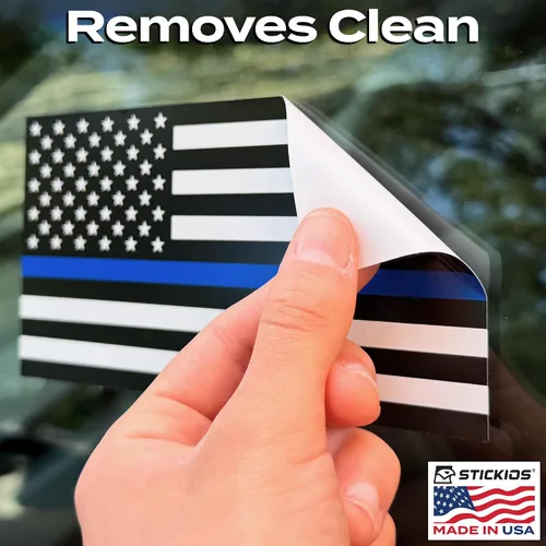 Miniatura 8 de Stickios pegatina de la línea azul delgada - Calcomanía de bandera americana de la policía para respaldar el azul en autos, camiones y ventanas