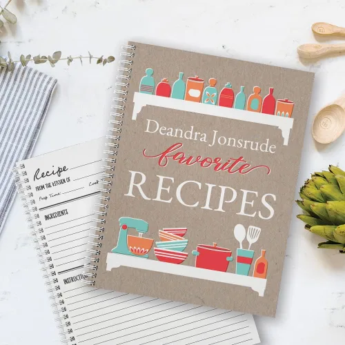 Miniatura 4 de Cuaderno de recetas personalizado de 8.5 x 11 pulgadas, tapa blanda laminada brillante duradera, 120 páginas de recetas (verduras de pizarra)
