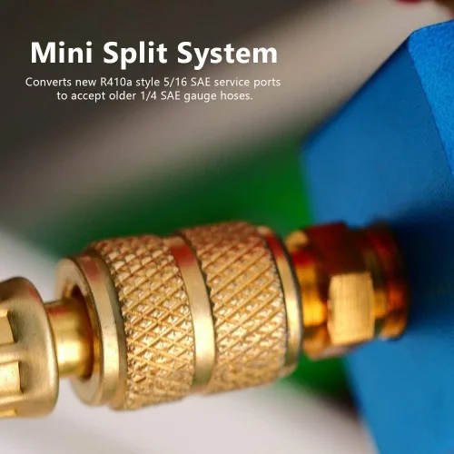 Miniatura 2 de Zoizocp Adaptador R410A 5/16 pulgadas SAE hembra a 1/4 pulgadas SAE macho estriado para aire acondicionado HVAC, 1 adaptador recto + 1 adaptador