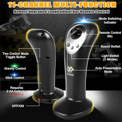 Miniatura 6 de Excavadora de control remoto para niños de 6 a 9 años, juguetes de excavadora controlados por gravedad de 2.4 GHz con luces y sonido, vehículos