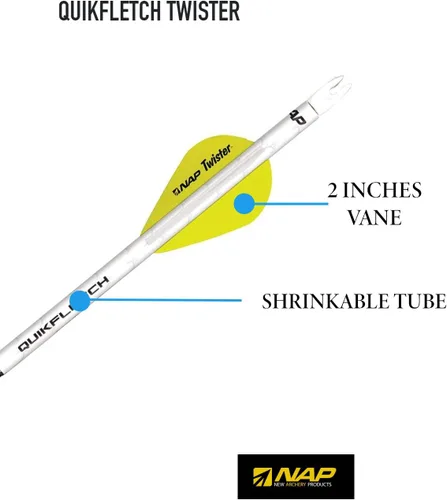 Miniatura 3 de New Archery Products Quikfletch Twister 2" 3-Paletas estabilizadoras para mayor precisión de flechas de arco compuesto y pernos de ballesta – 6