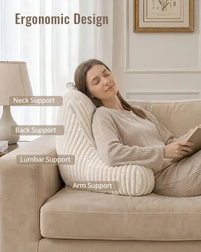 Miniatura 2 de Blissful Diary Almohada de lectura para sentarse en la cama, almohada de espalda de franela para adultos y niños, cojín de respaldo para sentarse