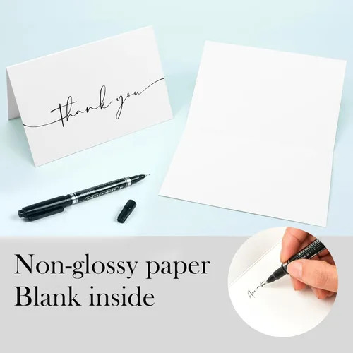 Miniatura 4 de NESCCI Paquete de 24 tarjetas de agradecimiento con sobres, diseño minimalista de 4 x 6 pulgadas, notas de agradecimiento para bodas, despedidas
