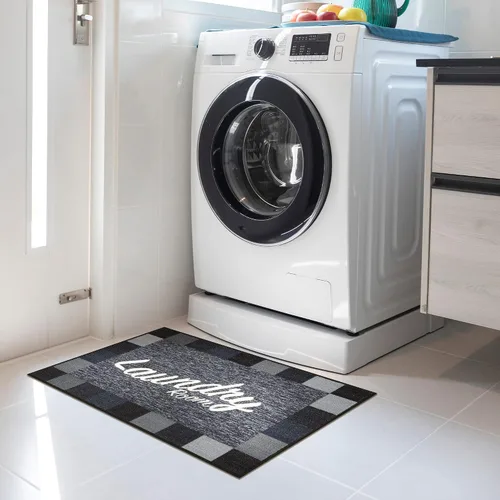 Miniatura 32 de Alfombra lavable a máquina con diseño de texto antideslizante con parte trasera de goma, 2 x 5, para lavandería, para baño, lavadero, 20 x 59