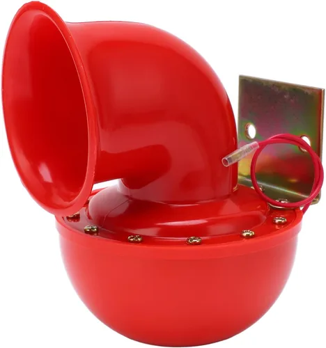 Bocina de coche, 12 V 150 db cuerno de aire rojo cuerno eléctrico de sonido de vaca cuerno de metal para camión, tren, barco, motocicleta, coche