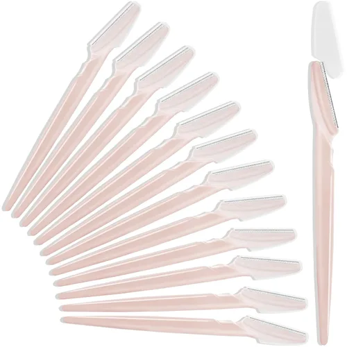 Miniatura 10 de HFATMOS 12 maquinillas de afeitar para cejas, multiusos, herramientas exfoliantes de dermaplaning, afeitadora de cejas con cubierta protectora