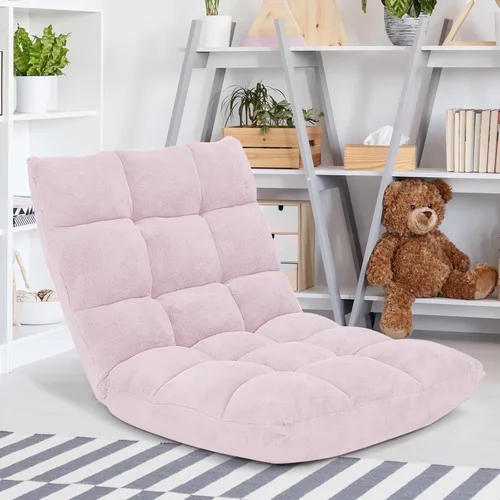 Miniatura 12 de Silla de suelo con soporte para el respaldo, silla reclinable plegable ajustable de 14 posiciones, silla de meditación con marco de acero, silla