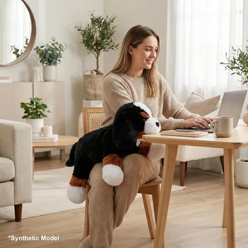 Miniatura 4 de WEIGEDU Juguete de peluche grande para perro, suave y suave almohada de montaña bernesa para abrazar, regalo para niños y niñas, decoración