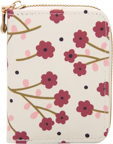 LJCZKA Tarjetero de crédito para mujeres y niñas, con diseño de flores cortas, con cremallera y llavero, organizador de monedero pequeño, Ciruela,