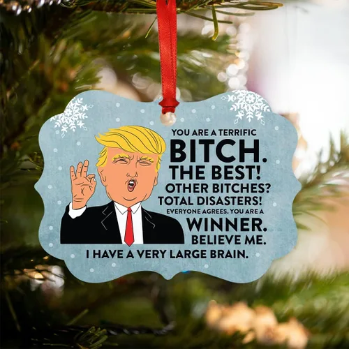 Miniatura 2 de Andaz Press Divertido presidente Donald Trump Fancy Frame Recuerdo Adorno de Navidad Regalo de mordaza, Perra fantástica, 1 paquete, ideas de regalo