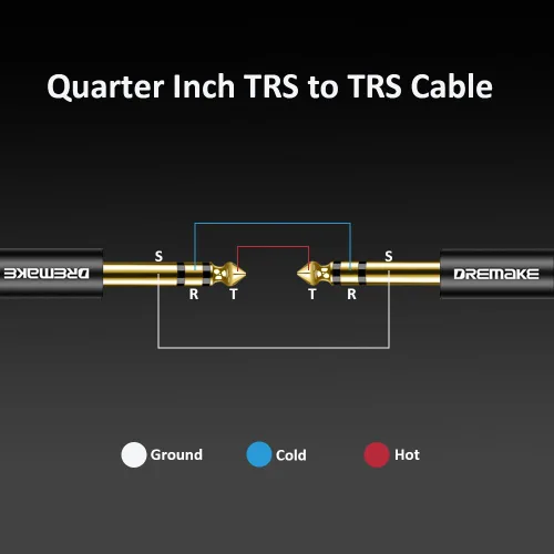 Miniatura 5 de Cable de conexión de audio TRS macho de 3 pies 0.250 in 1/4 pulgadas a 0.250 in 1/4 pulgadas, cable de audio TRS de 1/4 pulgadas para guitarra