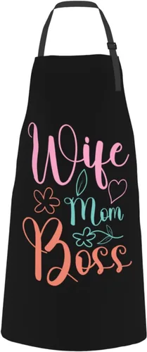 Miniatura 9 de Wife Mom Boss Aprons With Pockets Men Women Waterproof Adjustable Bib Apron Kitchen Gardening Salon Aprons For Cooking